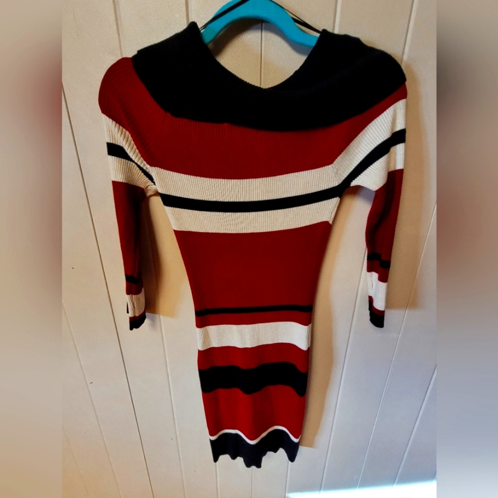 Red striped off shoulder dress